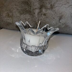 Vintage Mikasa Crystal Votive with Handmade Magnolia Scented Parrafin Candle